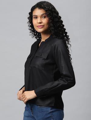 mandarin neck solid top - 17547737 - Standard Image - 2