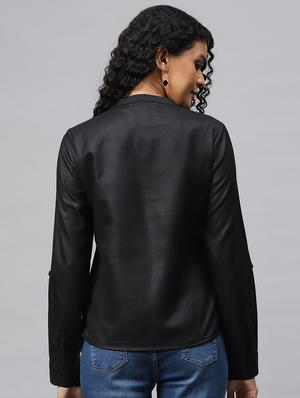 mandarin neck solid top - 17547737 - Standard Image - 3