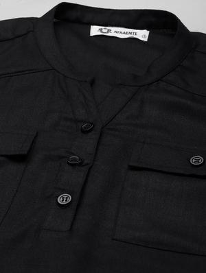 mandarin neck solid top - 17547737 - Standard Image - 5