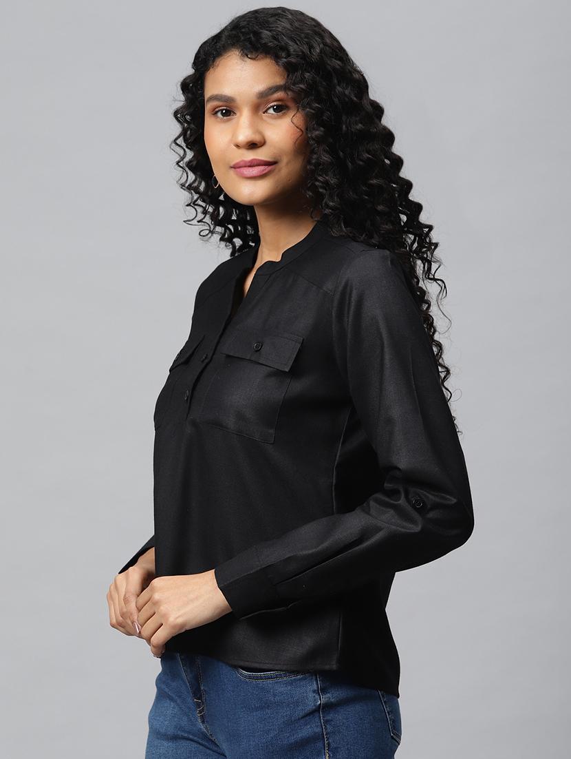mandarin neck solid top - 17547737 - Zoom Image - 2