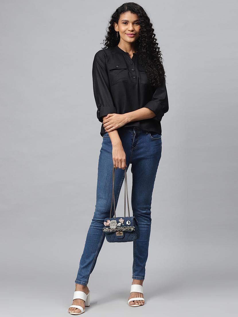 mandarin neck solid top - 17547737 - Zoom Image - 4