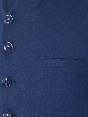 blue solid nehru jacket - 17547747 - Standard Image - 4