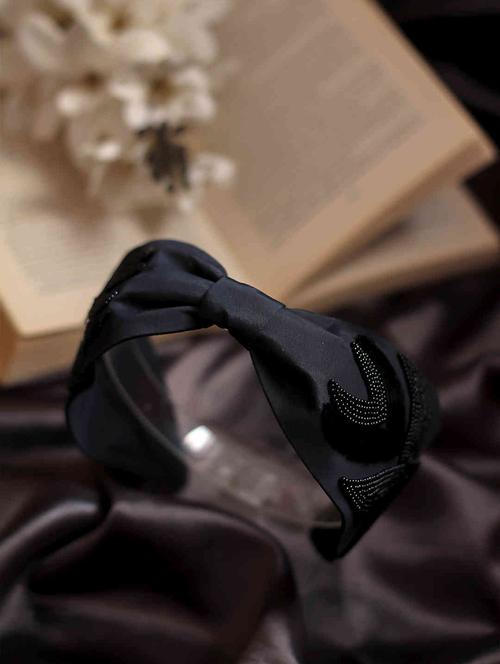 black cotton blend hair band - 17547994 - Very Small Image - 1