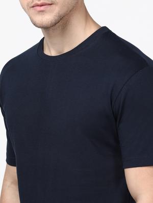 navy blue solid t-shirt - 17548040 - Standard Image - 4