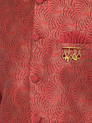 red solid kurta pyjama ethnic wear set with printed nehru jacket - 17548143 - Standard Image - 4