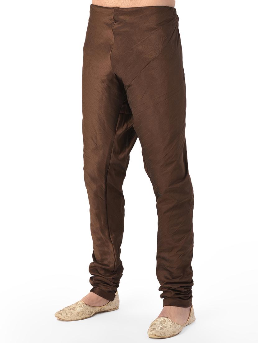 brown solid kurta pyjama ethnic wear set with beige nehru jacket - 17548180 - Zoom Image - 4
