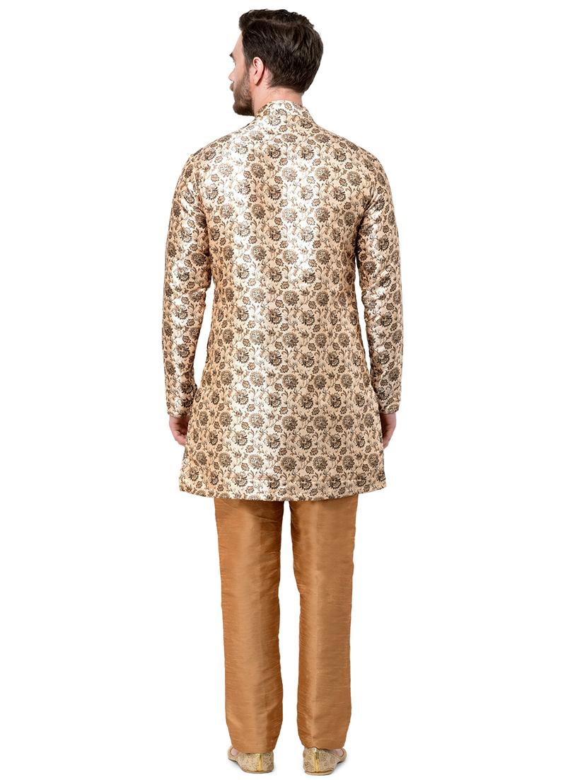 beige floral kurta pyjama ethnic wear set - 17548193 - Zoom Image - 3