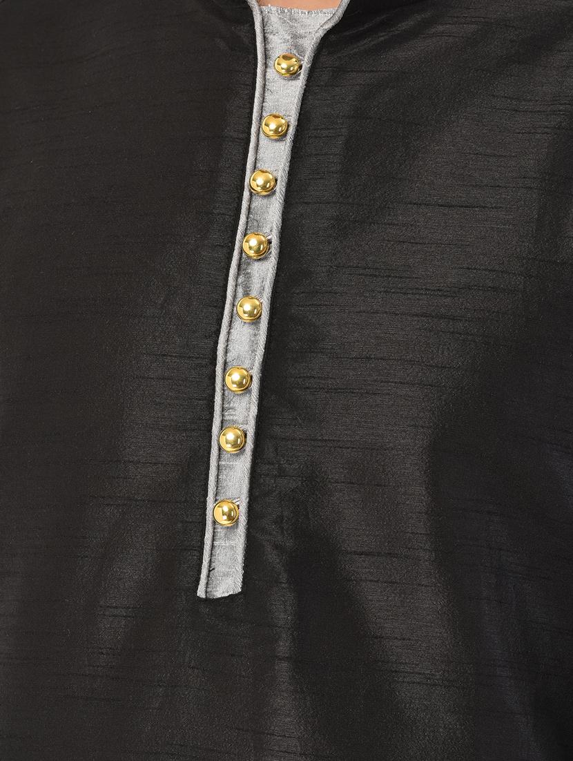 black solid dhoti kurta ethnic wear set - 17548213 - Zoom Image - 4