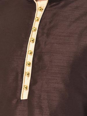 brown solid dhoti kurta ethnic wear set - 17548215 - Standard Image - 4