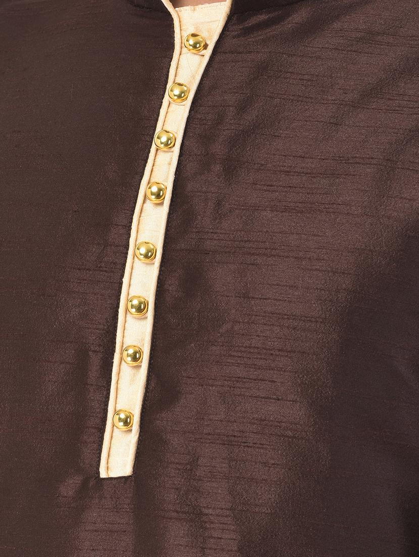 brown solid dhoti kurta ethnic wear set - 17548215 - Zoom Image - 4