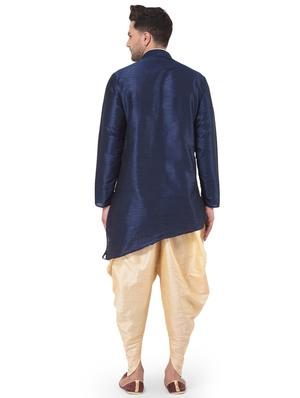 navy blue solid kurta dhoti ethnic wear set - 17548223 - Standard Image - 3