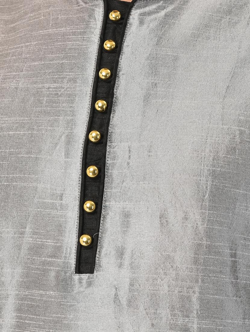 silver solid kurta dhoti ethnic wear set - 17548230 - Zoom Image - 4