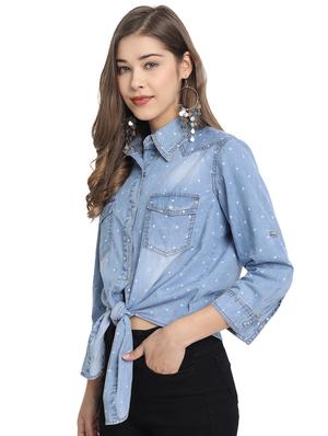tie front denim shirt - 17548362 - Standard Image - 2