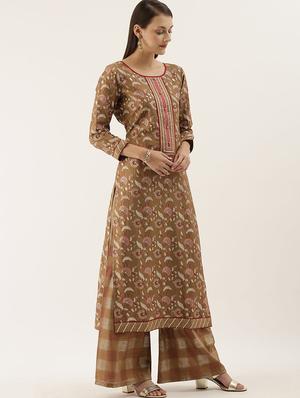 floral print palazzo unstitched suit - 17548838 - Standard Image - 2