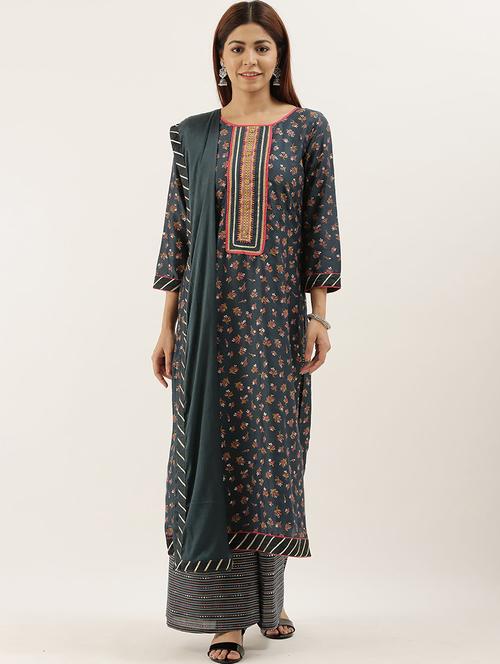 printed unstitched suit - 17548839 - Standard Image - 1