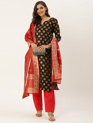 zari work unstitched suit - 17548846 - Standard Image - 4
