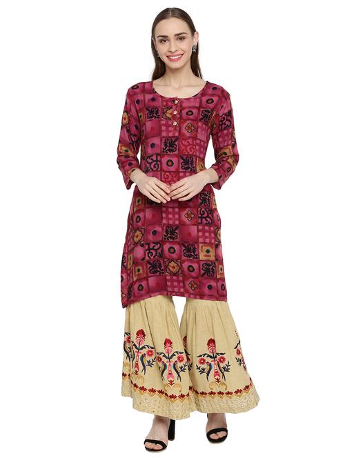 printed kurta sharara set - 17548853 - Standard Image - 1