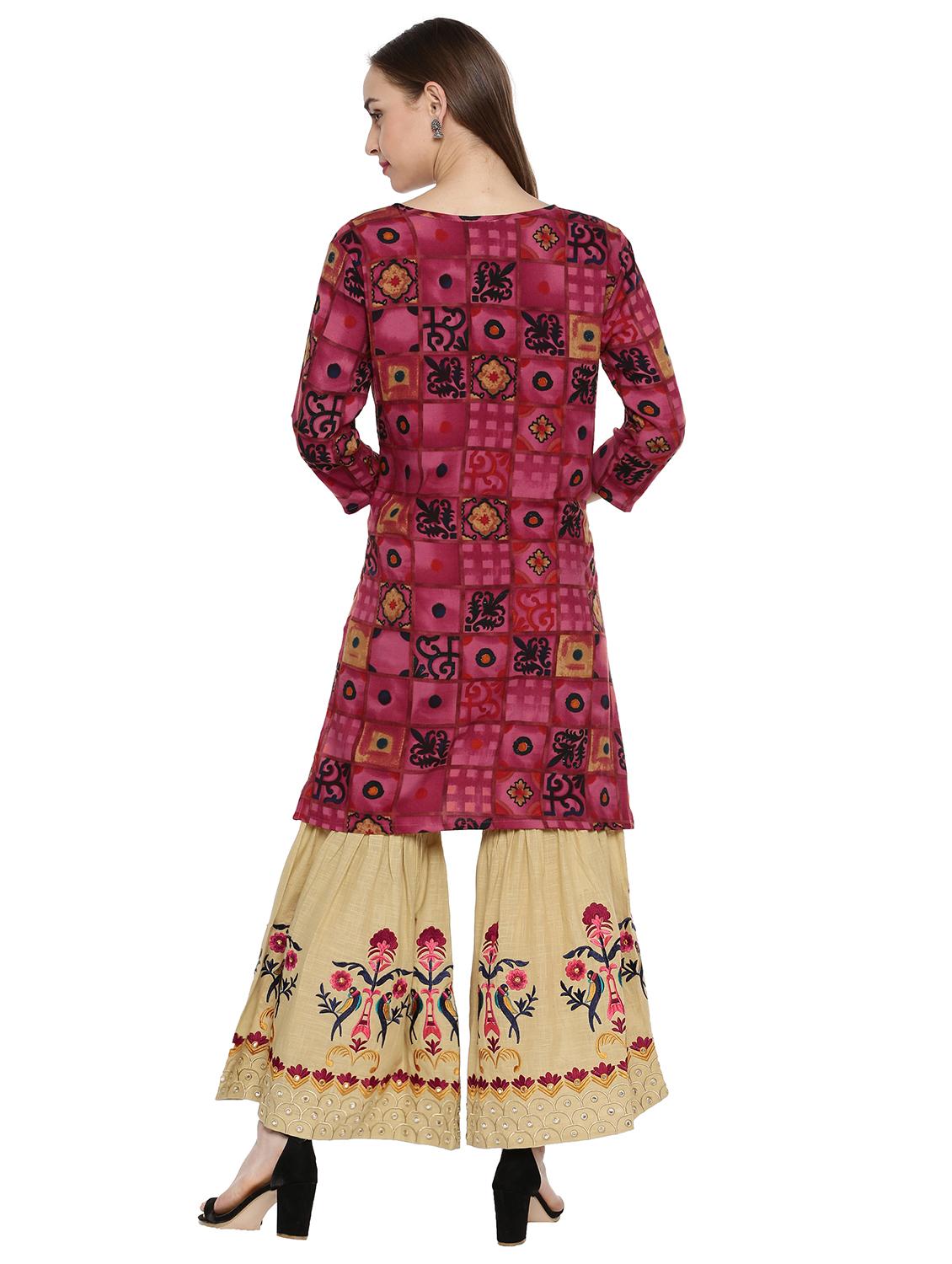 printed kurta sharara set - 17548853 - Zoom Image - 3