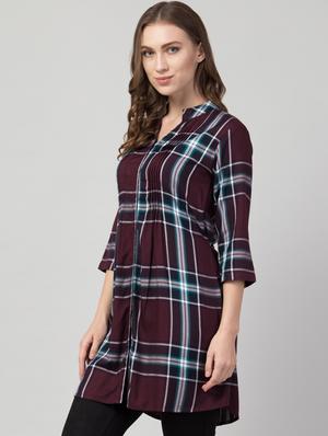 maroon rayon regular tunic - 17548886 - Standard Image - 2
