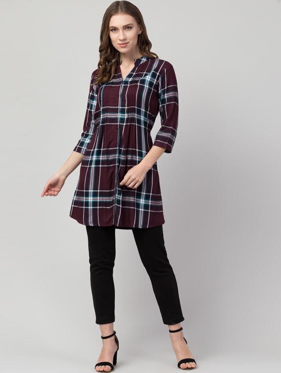 maroon rayon regular tunic - 17548886 - Zoom Image - 4