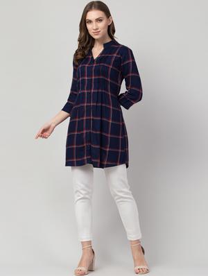 blue rayon regular tunic - 17548888 - Standard Image - 4