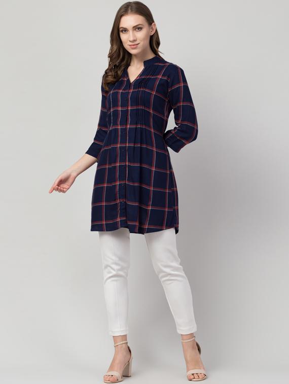 blue rayon regular tunic - 17548888 - Zoom Image - 4