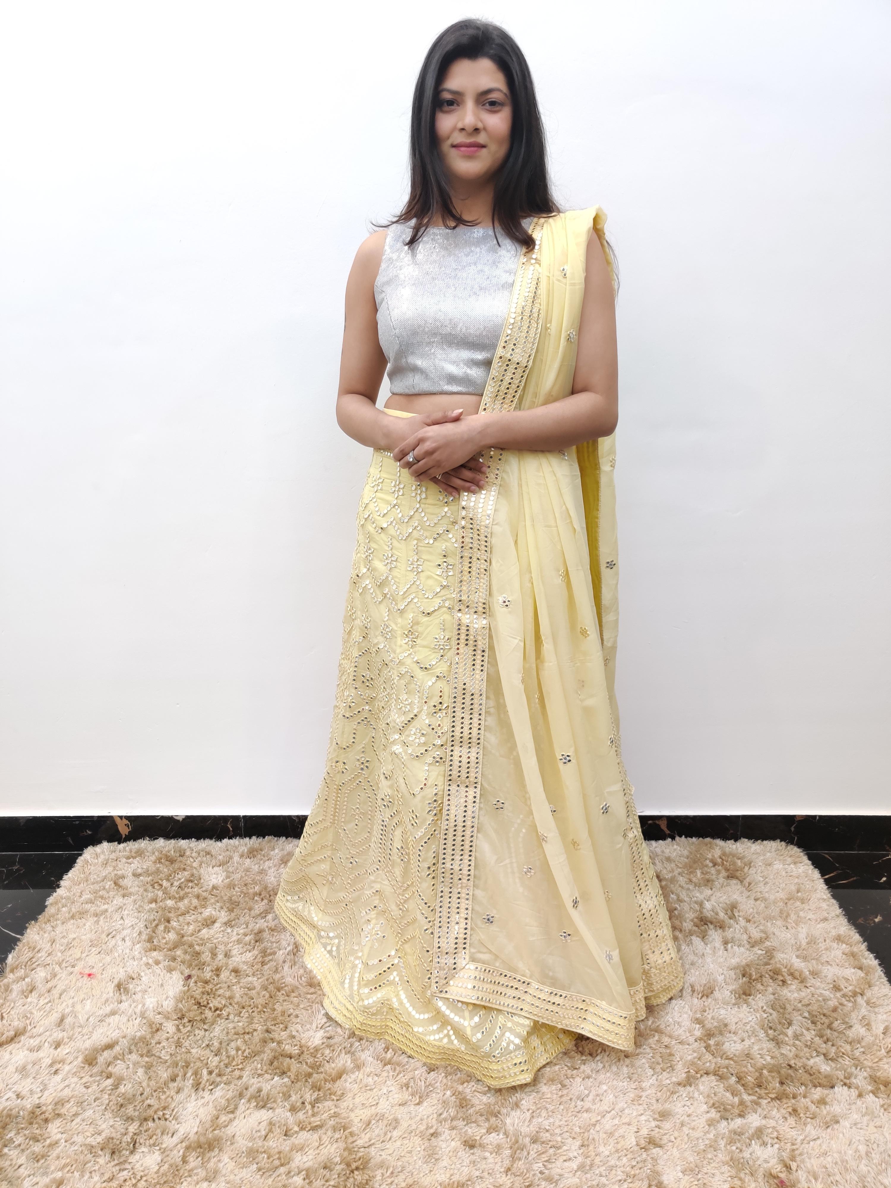 yellow embroidered lehenga set - 17548939 - Zoom Image - 1