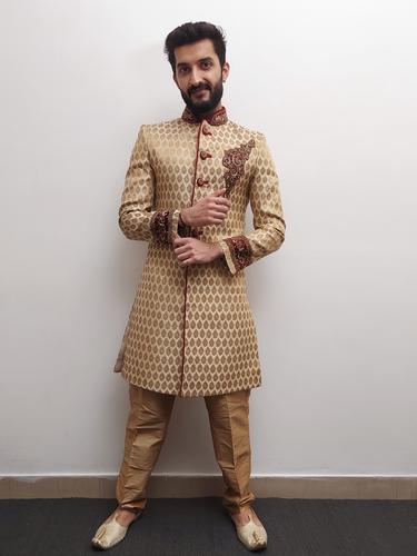 gold groom sherwani - 17548978 - Standard Image - 1