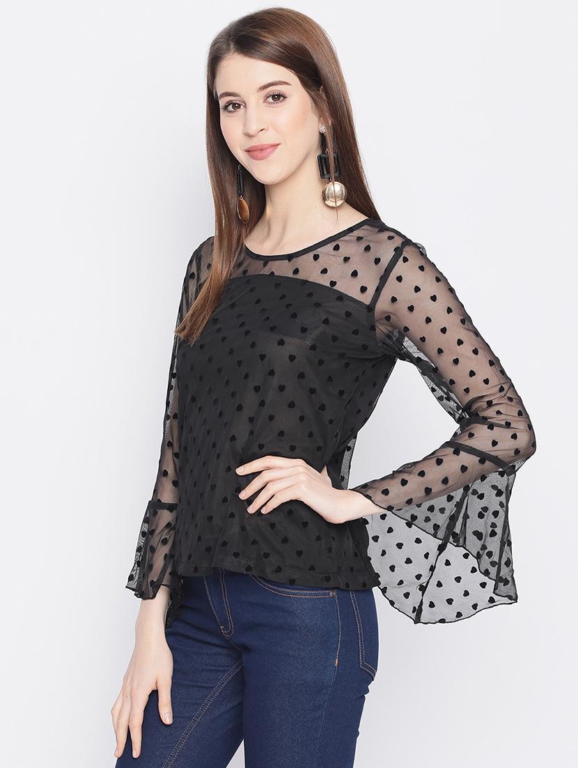 bell sleeved sheer top - 17548986 - Zoom Image - 2