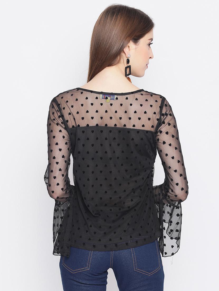 bell sleeved sheer top - 17548986 - Zoom Image - 3
