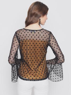 bell sleeved sheer top - 17548987 - Standard Image - 3