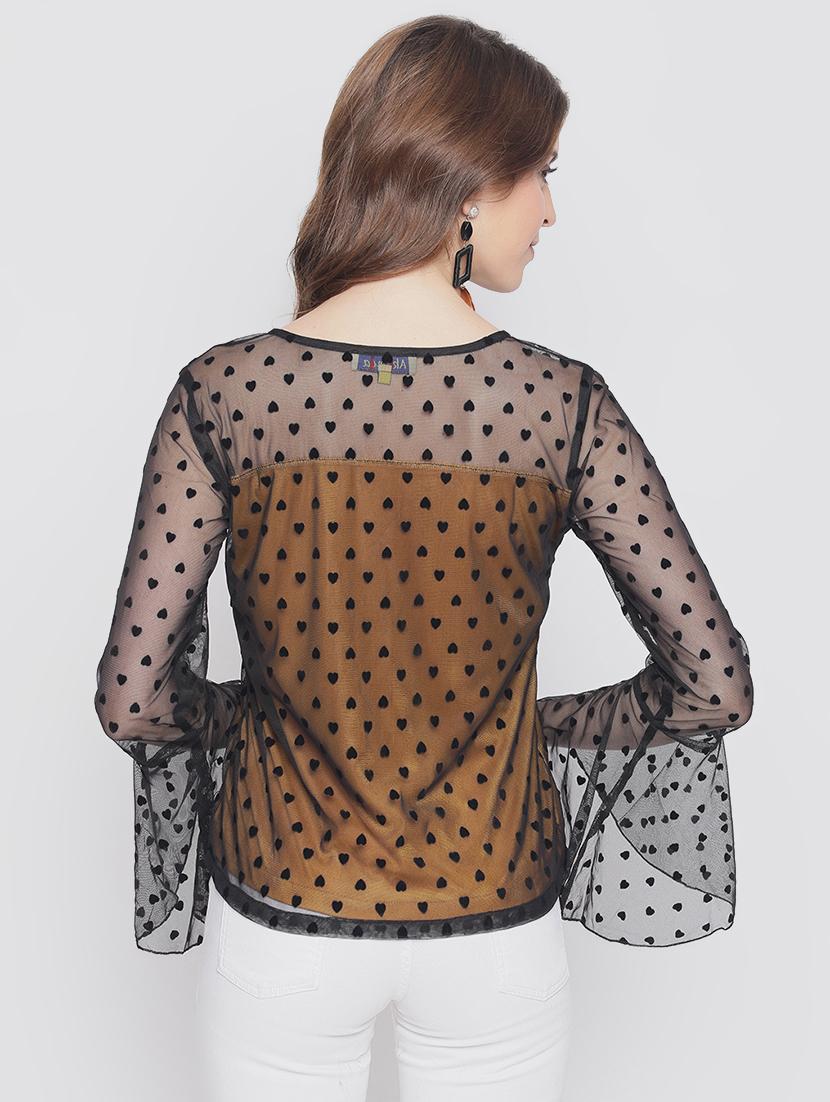 bell sleeved sheer top - 17548987 - Zoom Image - 3