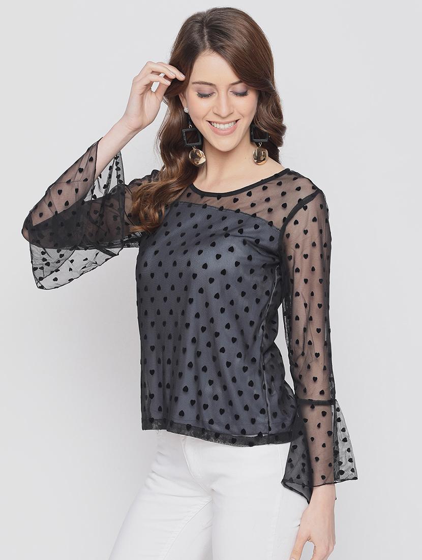bell sleeved sheer top - 17548989 - Zoom Image - 2