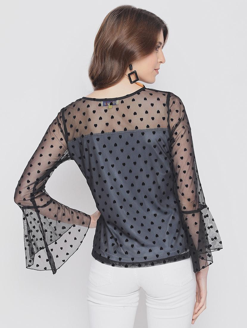bell sleeved sheer top - 17548989 - Zoom Image - 3