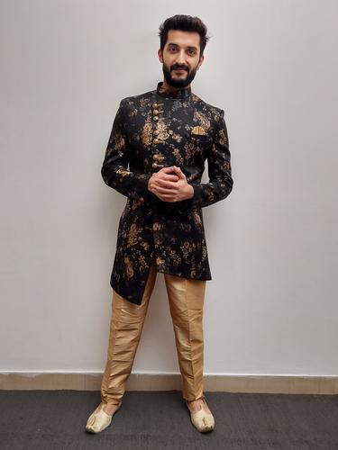 black printed indo western set - 17548991 - Standard Image - 1