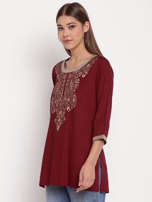 gold print straight kurti - 17548997 - Standard Image - 2