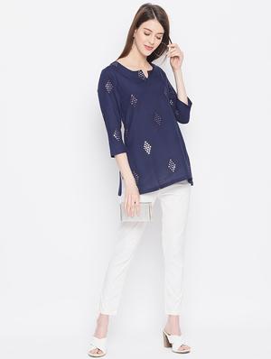 mirror work straight kurti - 17548999 - Standard Image - 4