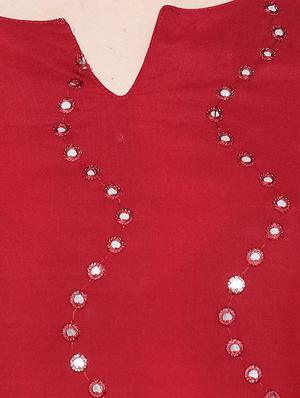mirror work straight kurti - 17549000 - Standard Image - 5