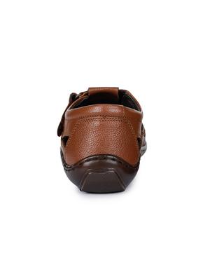 tan leather back strap sandals - 17549028 - Standard Image - 3