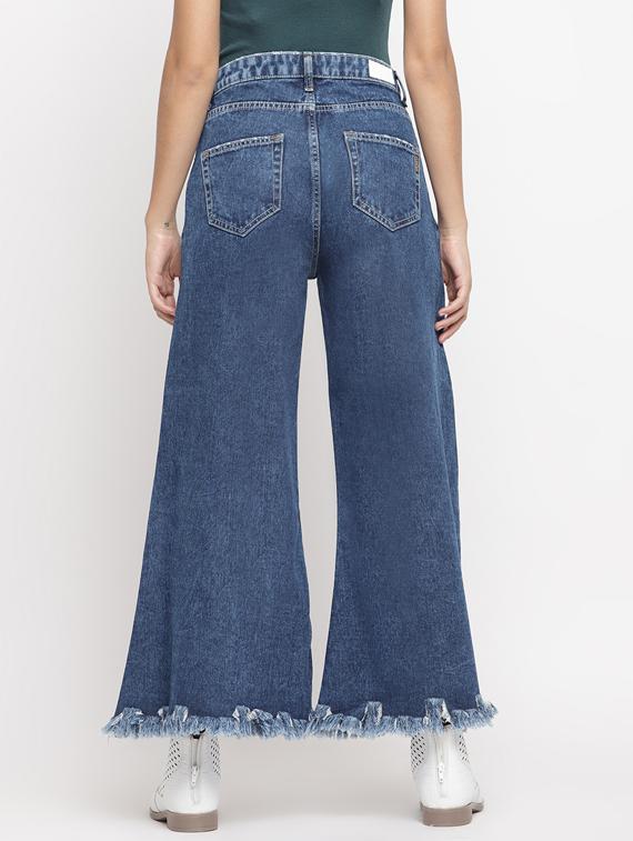 frayed hem wide leg jeans - 17549053 - Zoom Image - 3