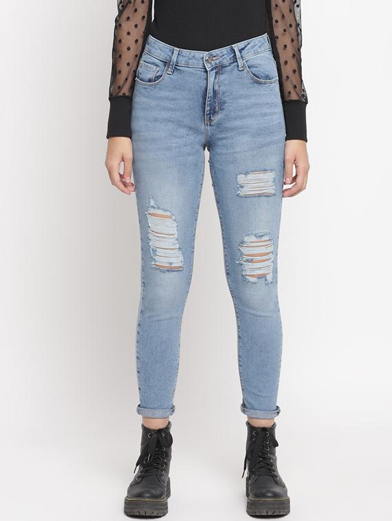 stone washed distressed jeans - 17549063 - Zoom Image - 1