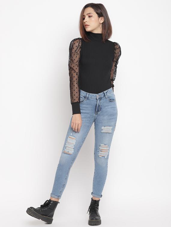 stone washed distressed jeans - 17549063 - Zoom Image - 4