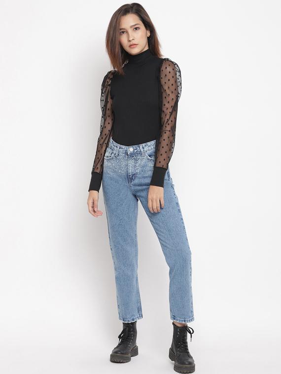high rise stone washed jeans - 17549073 - Zoom Image - 4