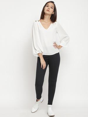 high rise solid jeans - 17549080 - Standard Image - 4