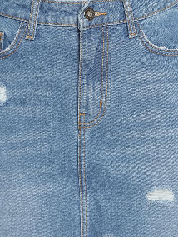 frayed hem denim asymmetric skirt - 17549092 - Zoom Image - 5