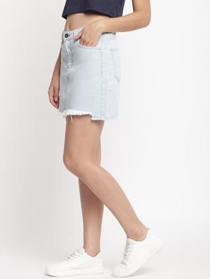 frayed hem denim asymmetric skirt - 17549093 - Standard Image - 2