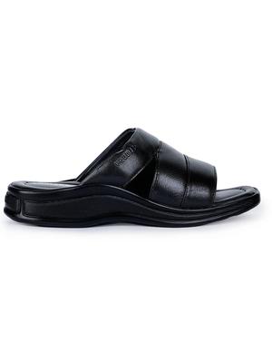 black leather slip on slippers - 17549096 - Standard Image - 2