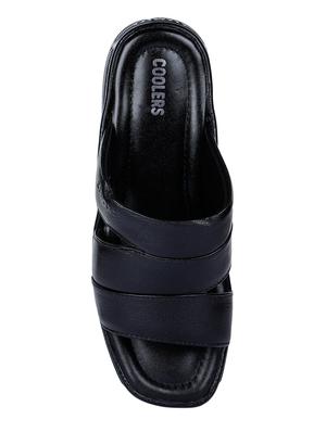black leather slip on slippers - 17549096 - Standard Image - 4