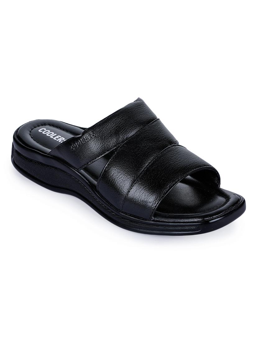 black leather slip on slippers - 17549096 - Zoom Image - 1