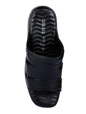 black leather slip on slippers - 17549097 - Standard Image - 4